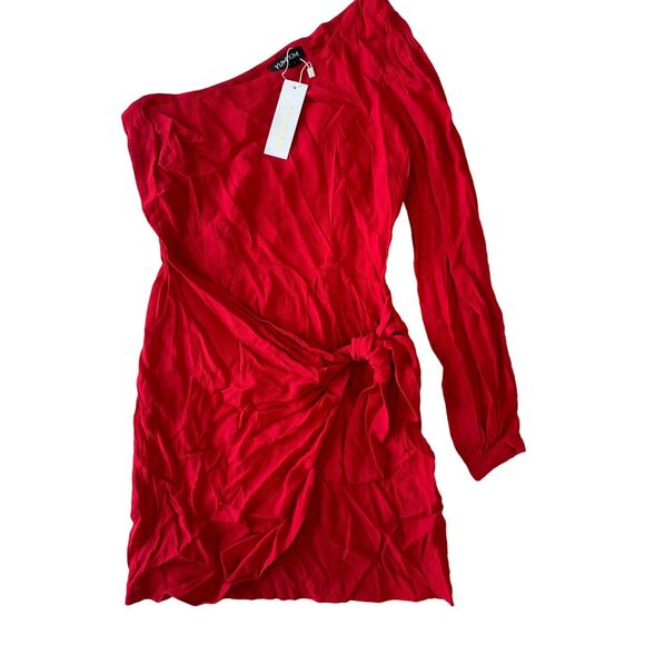 Yumi Kim Studio 54 Mini One Shoulder Draped Red Flirty Dress NWT S - Picture 1 of 9